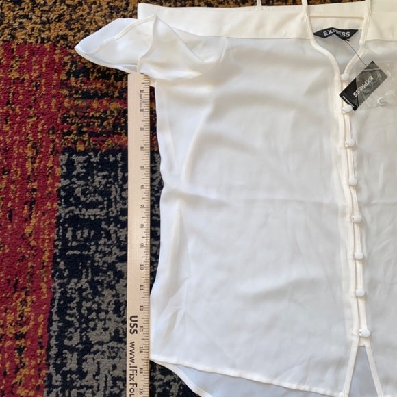 Express size small new off shoulder strappy blouse cream color - Picture 4 of 5
